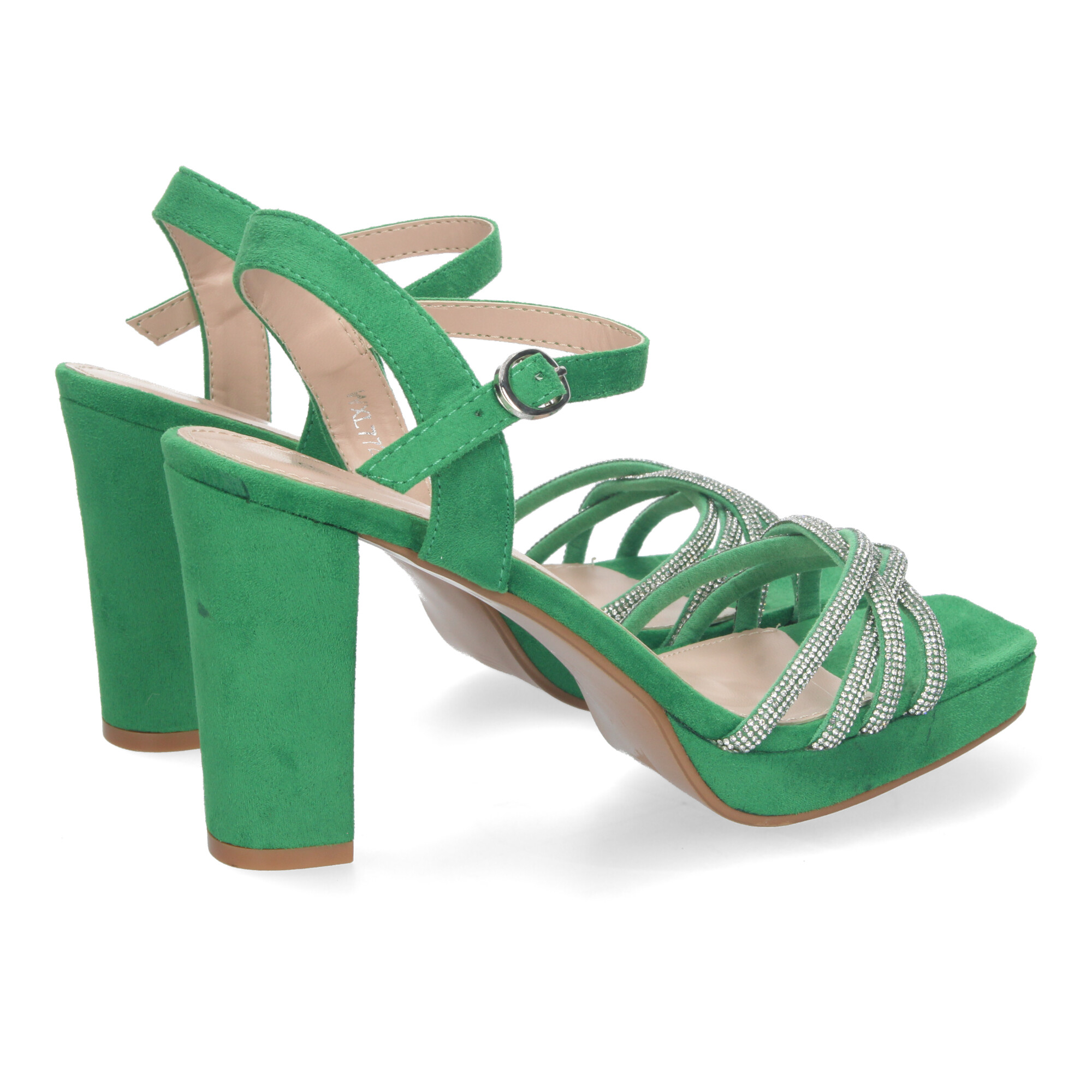 Sandalias de Tacón con Brillos en Color Verde 2 Sandalias de Tacón con Brillos en Color Verde - Imagen 2