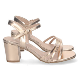 SSandalias Champán de Tacón Ancho
