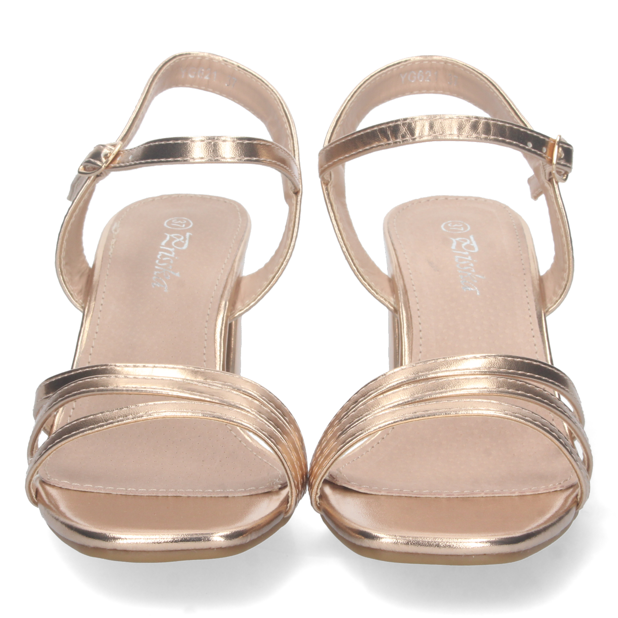 SSandalias Champán de Tacón Ancho 3 SSandalias Champán de Tacón Ancho - Imagen 3