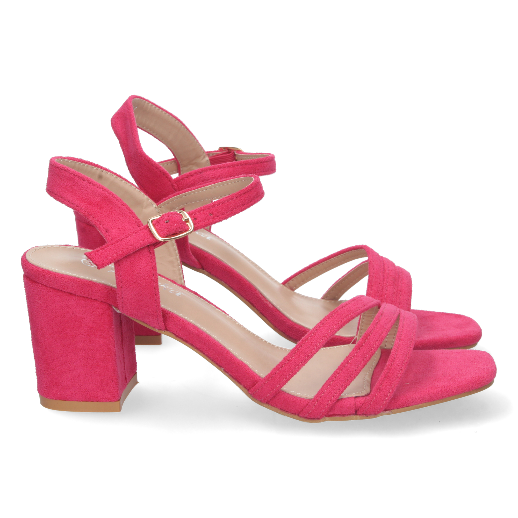 Sandalias Fucsia de Tacón Ancho 1 Sandalias Fucsia de Tacón Ancho