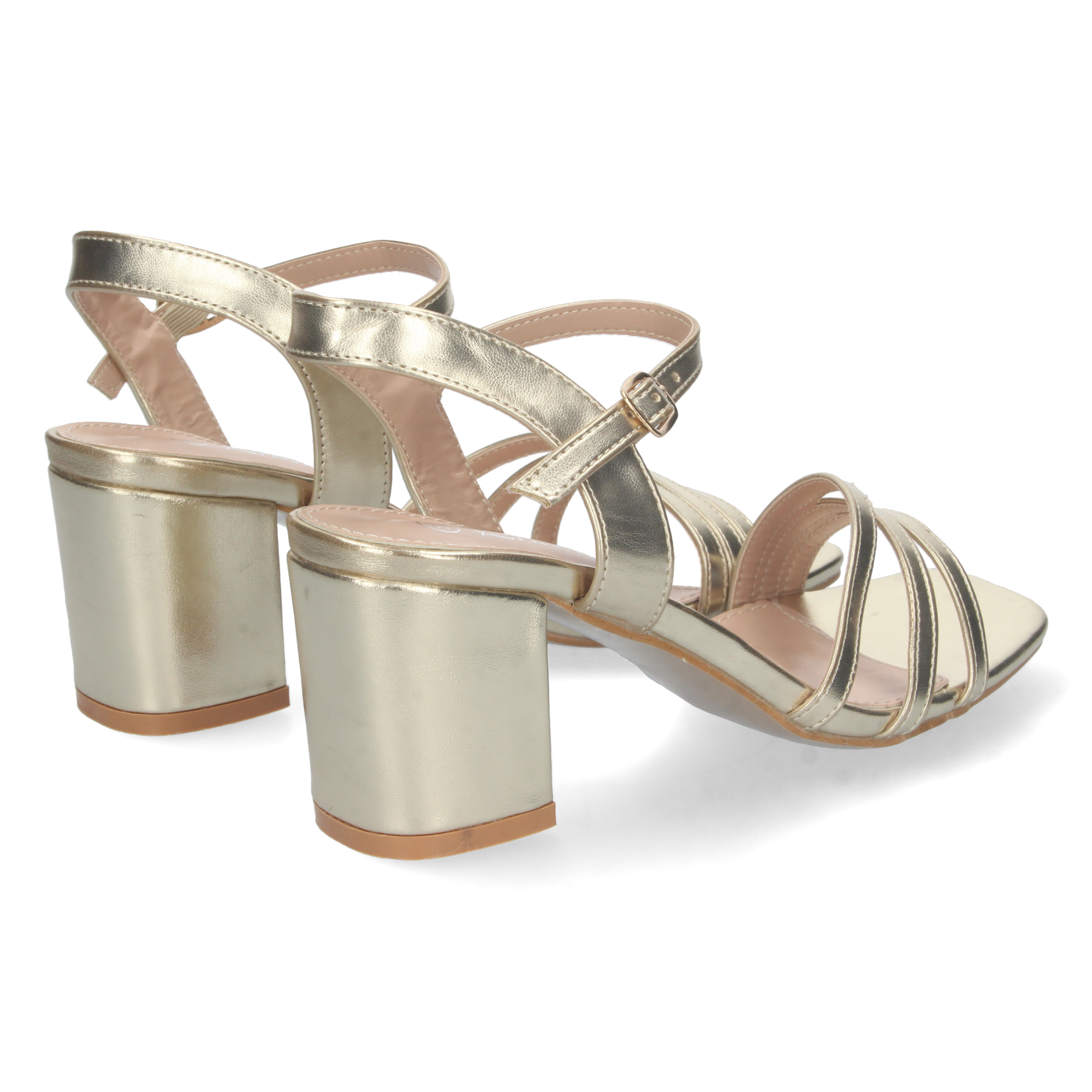 Sandalias Doradas de Tacón Ancho 4 Sandalias Doradas de Tacón Ancho - Imagen 4