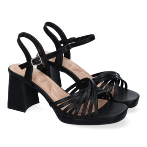 Sandalias de Tacón Negras con Tiras Elegantes