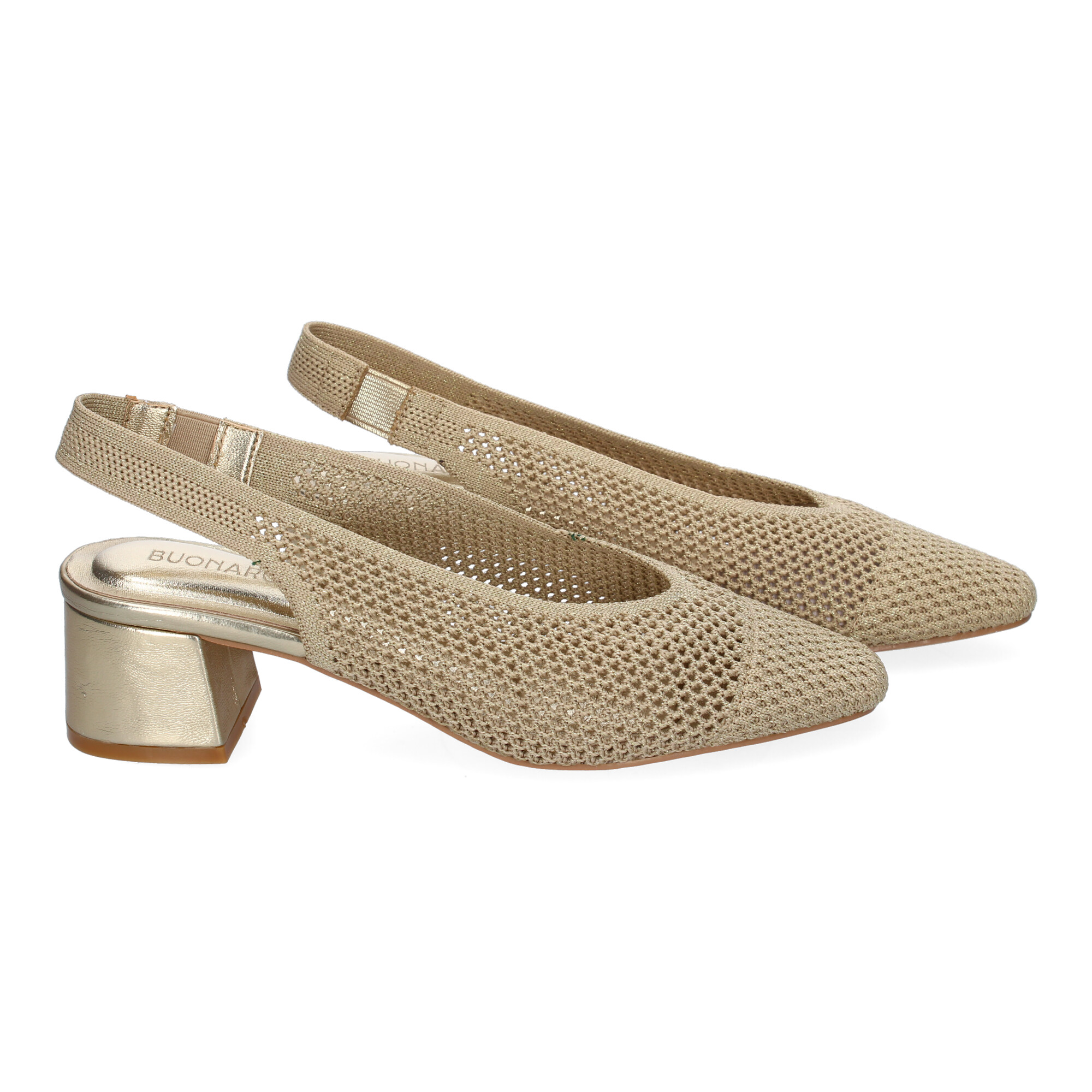 Zapatos Dorados Slingback de Tacón Bajo 5 Zapatos Dorados Slingback de Tacón Bajo - Imagen 5