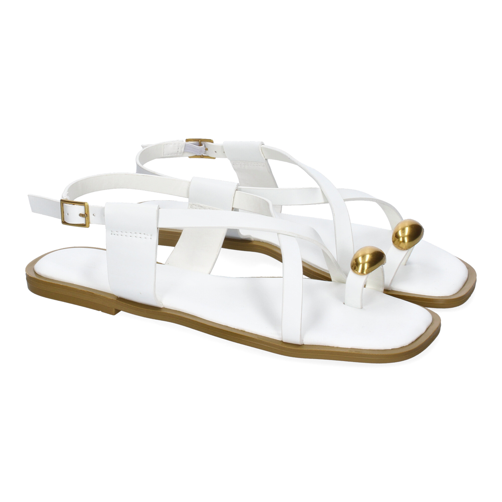 Sandalias Planas de Mujer Blancas 1 Sandalias Planas de Mujer Blancas