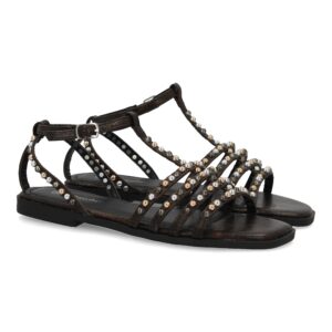 Sandalias Planas con Tachuelas Color Negro