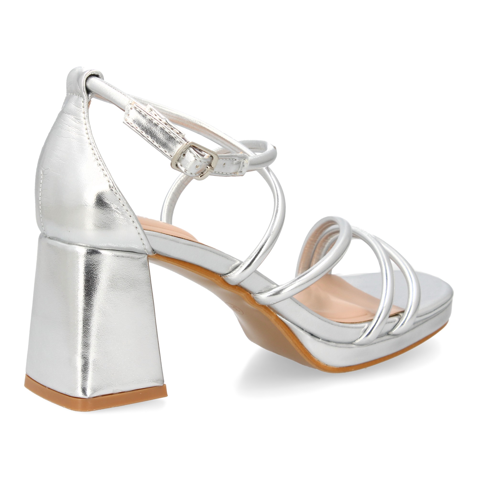 Sandalia de Tacón Plata con Tiras Finas 4 Sandalia de Tacón Plata con Tiras Finas - Imagen 4