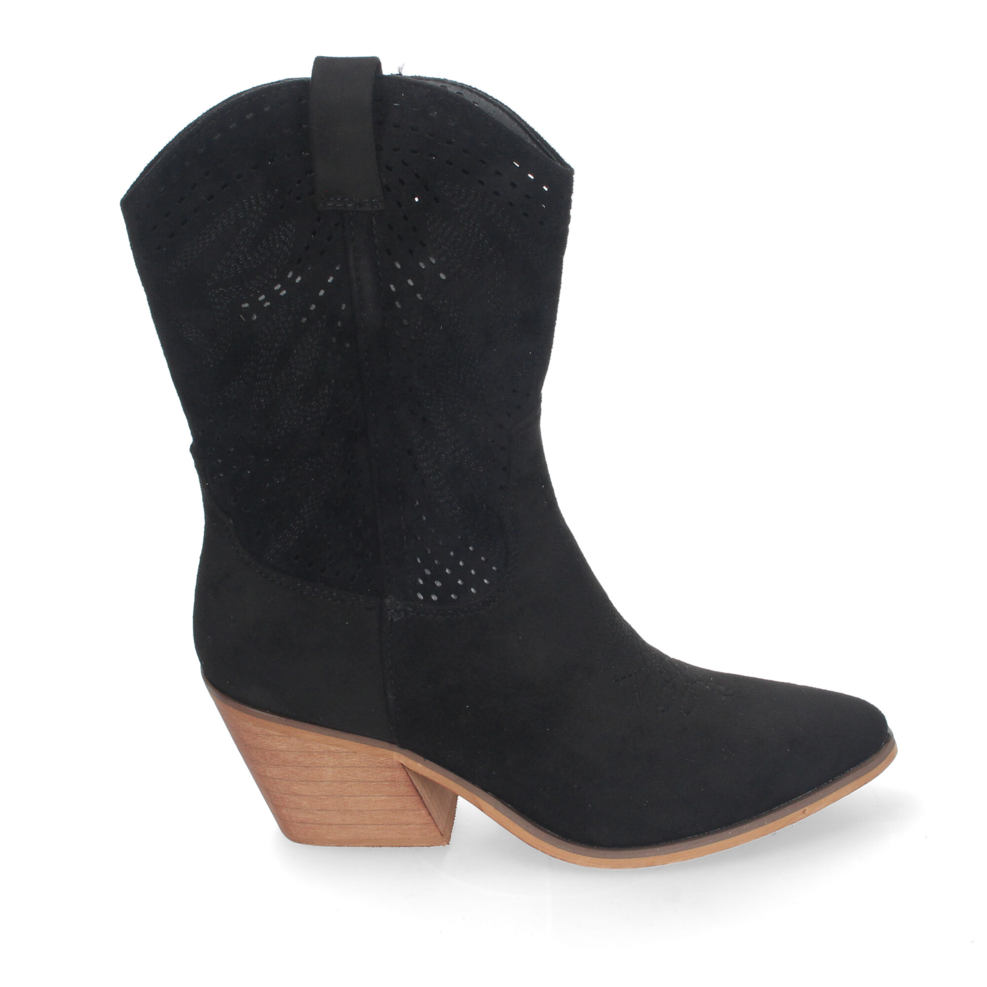 Botines De Tacón Bajo Calados Color Negras Para Mujer 2 Botines De Tacón Bajo Calados Color Negras Para Mujer - Imagen 2
