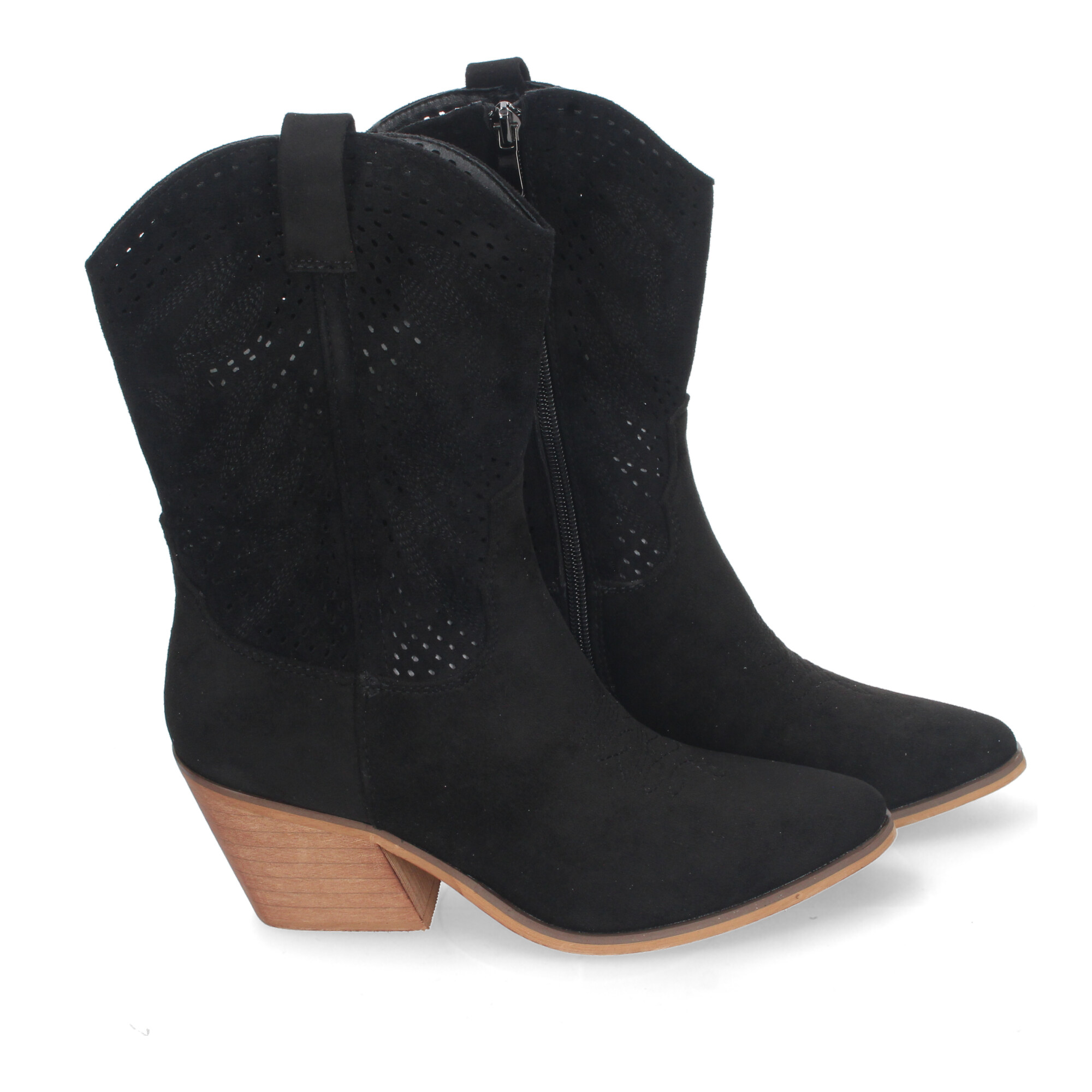 Botines De Tacón Bajo Calados Color Negras Para Mujer 5 Botines De Tacón Bajo Calados Color Negras Para Mujer - Imagen 5