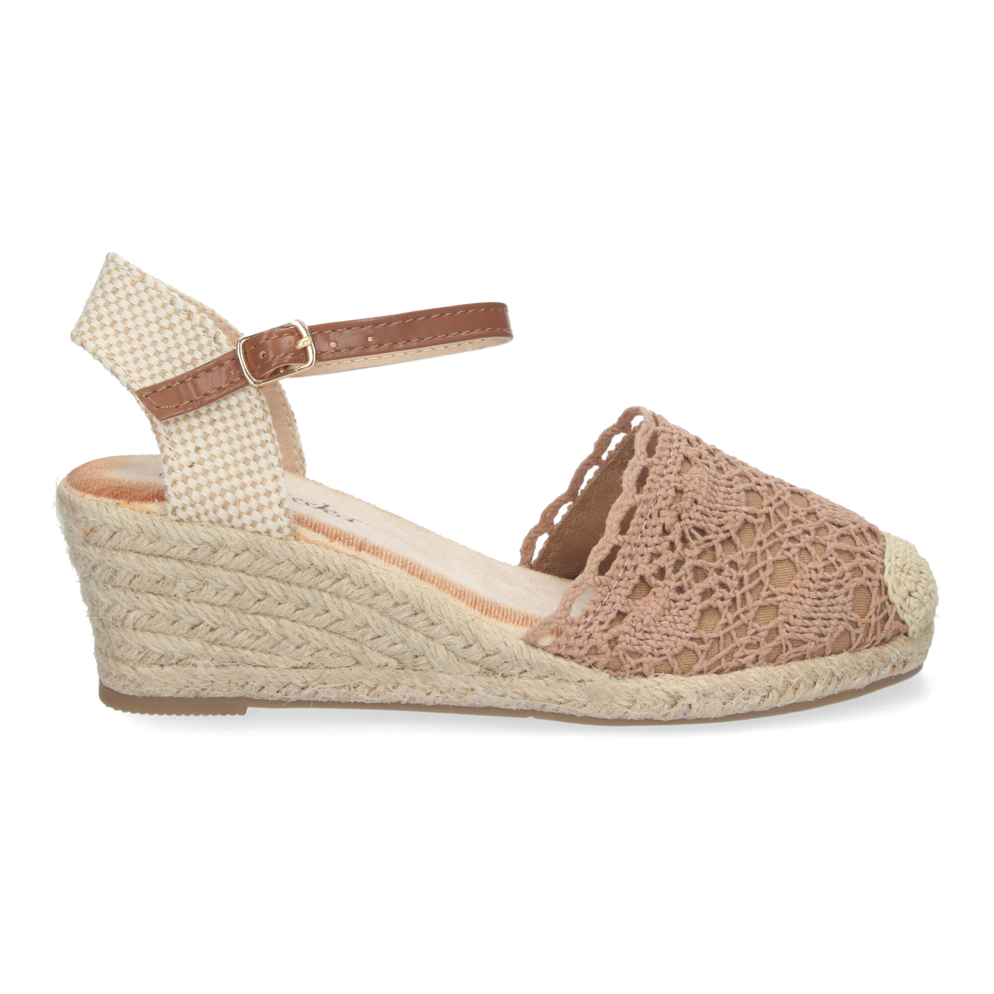 Alpargata De Cuña Media De Yute Pala Crochet Kaki 2 Alpargata De Cuña Media De Yute Pala Crochet Kaki - Imagen 2