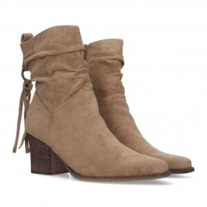 Botines Apricot De Tacón Medio Cómodos Punta Fina y Flecos