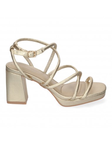 Sandalias Doradas de Tacón con Diseño de Tiras 2 Sandalias Doradas de Tacón con Diseño de Tiras - Imagen 2