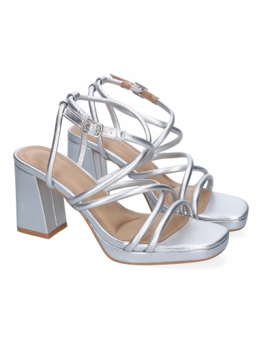 Sandalias Plata de Tacón con Diseño de Tiras 1 Sandalias Plata de Tacón con Diseño de Tiras