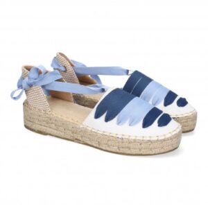 Alpargata Plana Estilo Valenciana para Mujer Azul