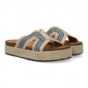 Sandalias Planas de Mujer Trenzadas Azul