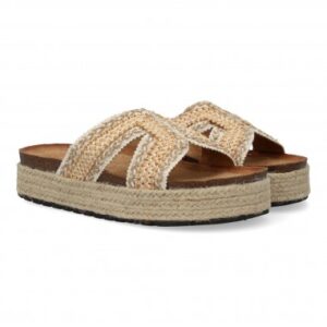 Sandalias Planas de Mujer Trenzadas Beige