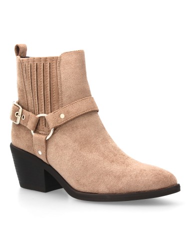 Botín Mujer Estilo Cowboy con Hebilla Taupe 3 Botín Mujer Estilo Cowboy con Hebilla Taupe - Imagen 3