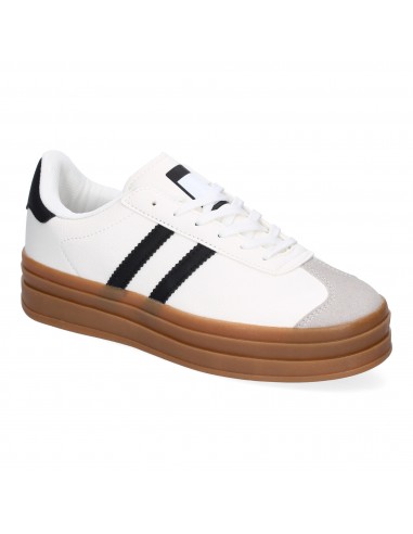 Zapatillas Blancas con Detalles en Negro y Suela Caramelo 3 Zapatillas Blancas con Detalles en Negro y Suela Caramelo - Imagen 3