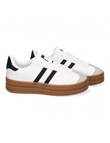 Zapatillas Blancas con Detalles en Negro y Suela Caramelo 5 Zapatillas Blancas con Detalles en Negro y Suela Caramelo - Imagen 5