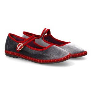 Bailarina con hebilla en terciopelo Burdeos y Gris