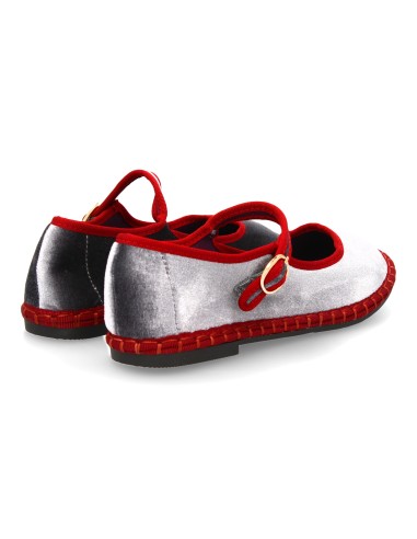 Bailarina con hebilla en terciopelo Burdeos y Gris 5 Bailarina con hebilla en terciopelo Burdeos y Gris - Imagen 5