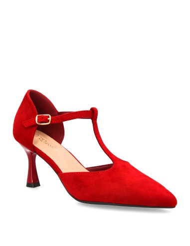 Zapato de tacón medio con tira en T rojo 3 Zapato de tacón medio con tira en T rojo - Imagen 3