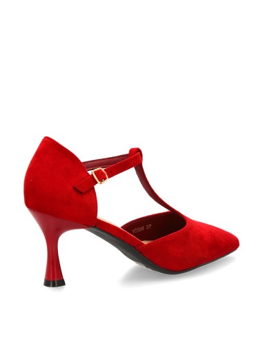 Zapato de tacón medio con tira en T rojo 4 Zapato de tacón medio con tira en T rojo - Imagen 4