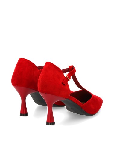 Zapato de tacón medio con tira en T rojo 5 Zapato de tacón medio con tira en T rojo - Imagen 5