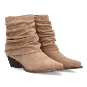 Botines Kaki Estilo Western con Caña Fruncida