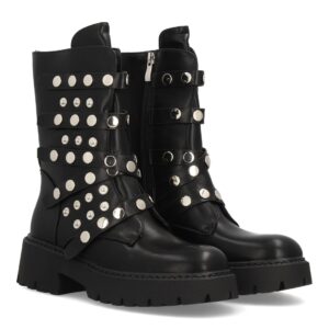 Botas Biker Urban Negras con Tachas y Suela Dentada