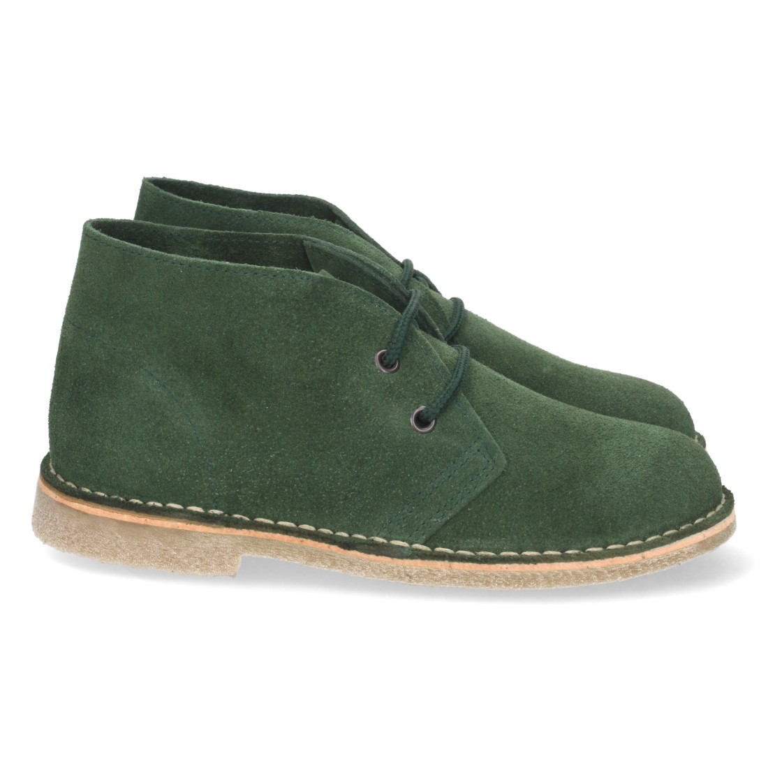 Botín Desert Boots Unisex Verde en Piel Serraje con Suela de Crepé 2 Botín Desert Boots Unisex Verde en Piel Serraje con Suela de Crepé - Imagen 2