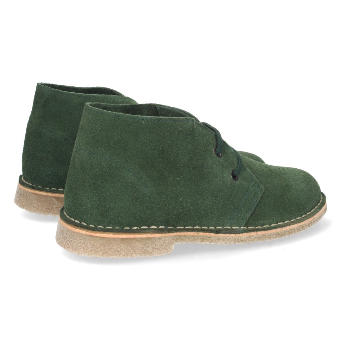 Botín Desert Boots Unisex Verde en Piel Serraje con Suela de Crepé 4 Botín Desert Boots Unisex Verde en Piel Serraje con Suela de Crepé - Imagen 4
