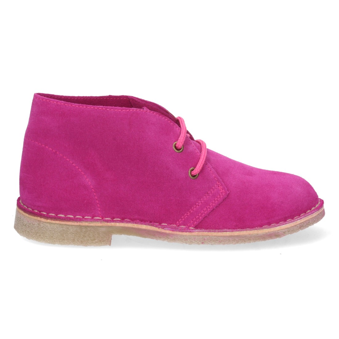 Botín Desert Boots Unisex Fucsia en Piel Serraje con Suela de Crepé 1 Botín Desert Boots Unisex Fucsia en Piel Serraje con Suela de Crepé