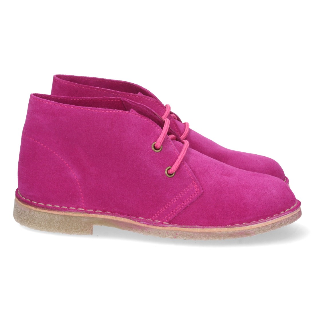 Botín Desert Boots Unisex Fucsia en Piel Serraje con Suela de Crepé 2 Botín Desert Boots Unisex Fucsia en Piel Serraje con Suela de Crepé - Imagen 2
