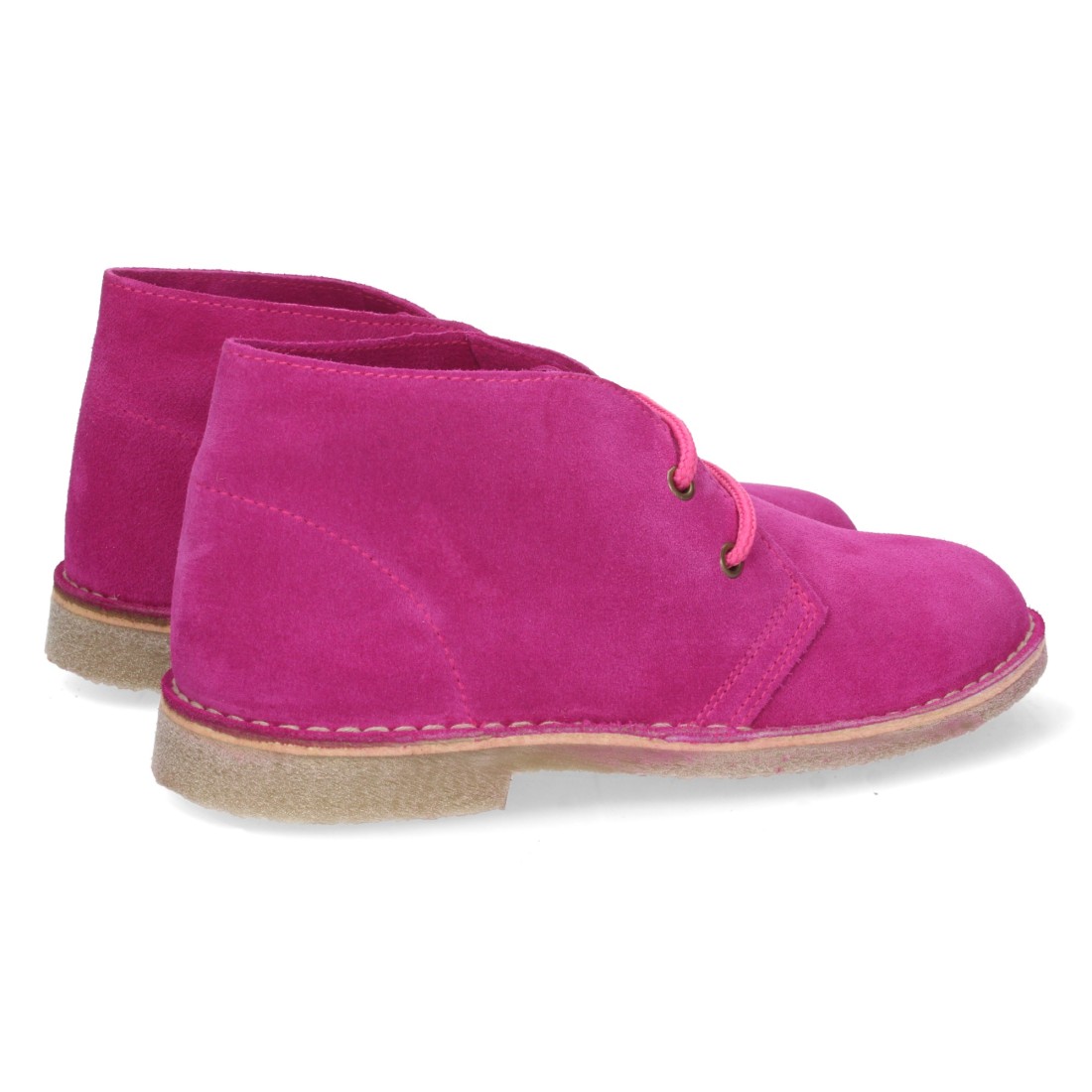 Botín Desert Boots Unisex Fucsia en Piel Serraje con Suela de Crepé 4 Botín Desert Boots Unisex Fucsia en Piel Serraje con Suela de Crepé - Imagen 4