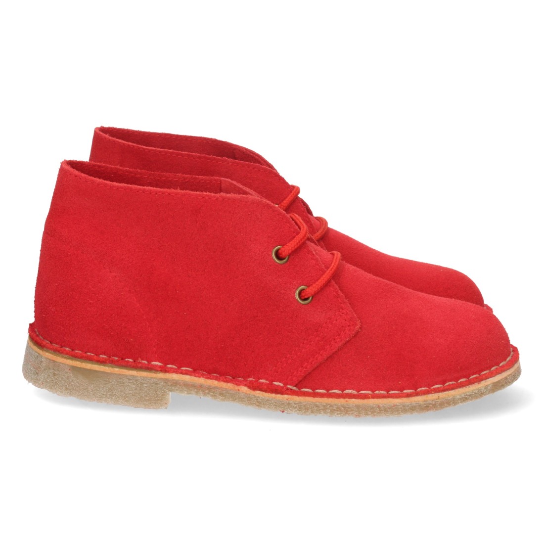 Botín Desert Boots Unisex Rojo en Piel Serraje con Suela de Crepé 2 Botín Desert Boots Unisex Rojo en Piel Serraje con Suela de Crepé - Imagen 2