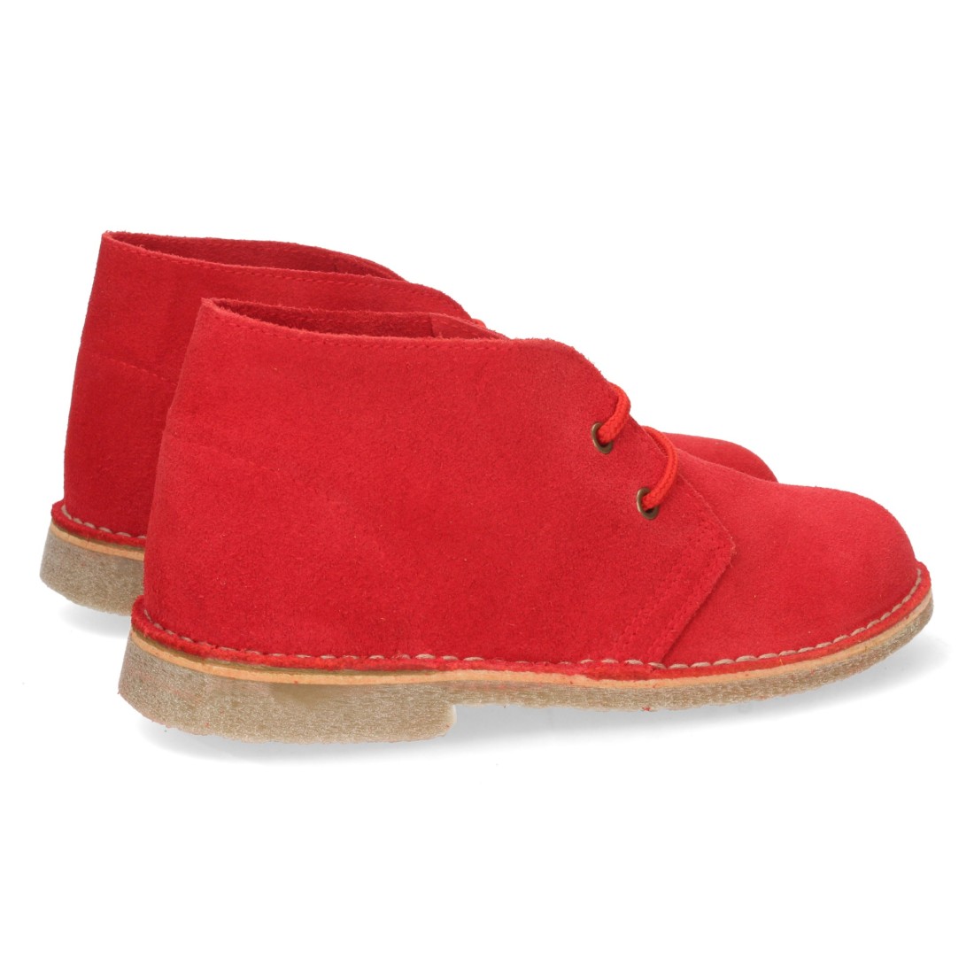 Botín Desert Boots Unisex Rojo en Piel Serraje con Suela de Crepé 4 Botín Desert Boots Unisex Rojo en Piel Serraje con Suela de Crepé - Imagen 4