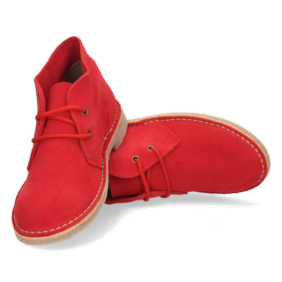 Botín Desert Boots Unisex Rojo en Piel Serraje con Suela de Crepé 5 Botín Desert Boots Unisex Rojo en Piel Serraje con Suela de Crepé - Imagen 5
