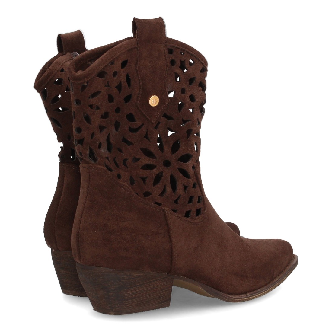 Botines Calados Boho Marrón Chocolate en Serraje con Cremallera y Tacón Bajo 5 Botines Calados Boho Marrón Chocolate en Serraje con Cremallera y Tacón Bajo - Imagen 5