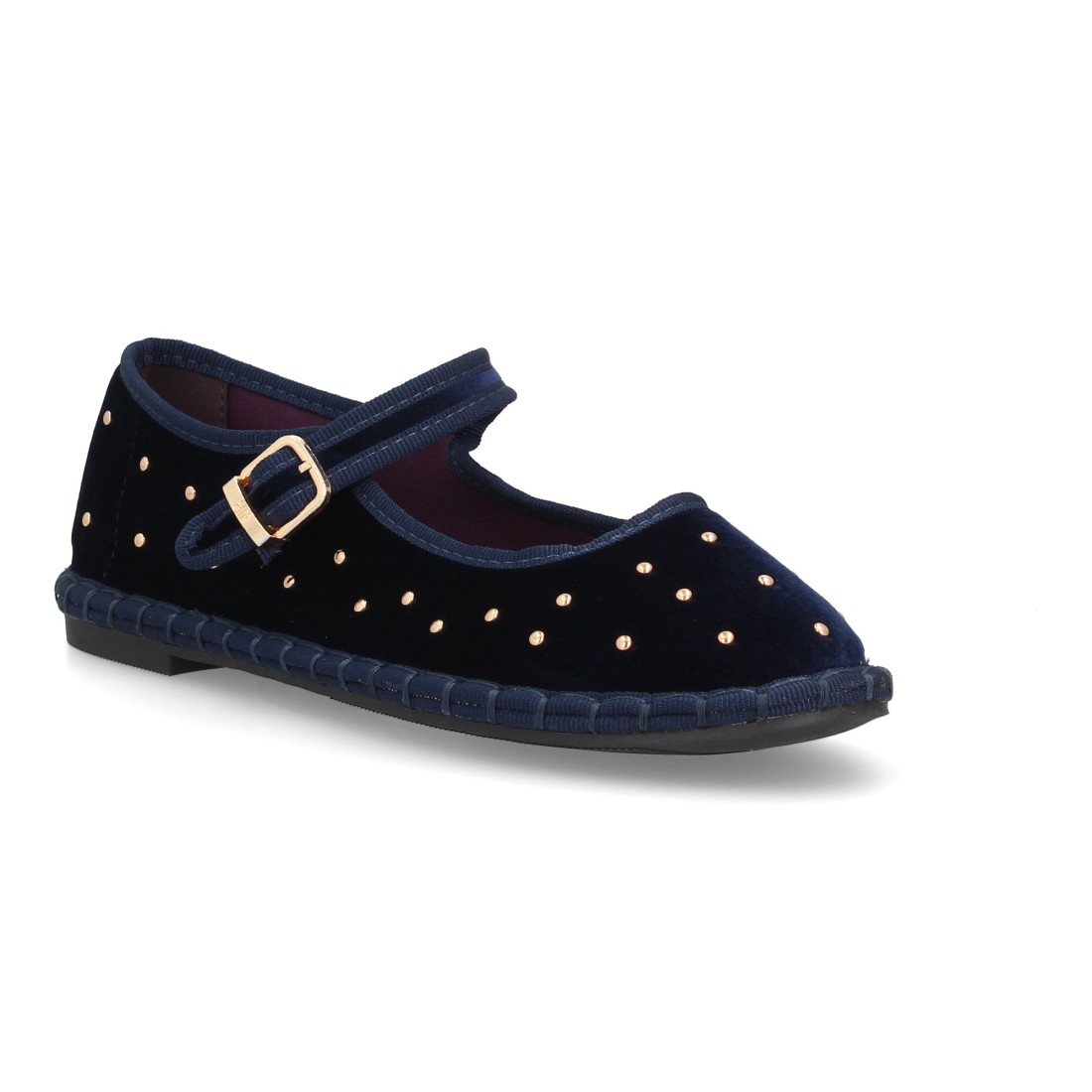 Merceditas Marino Aterciopeladas con Tachuelas y Hebilla 3 Merceditas Marino Aterciopeladas con Tachuelas y Hebilla - Imagen 3