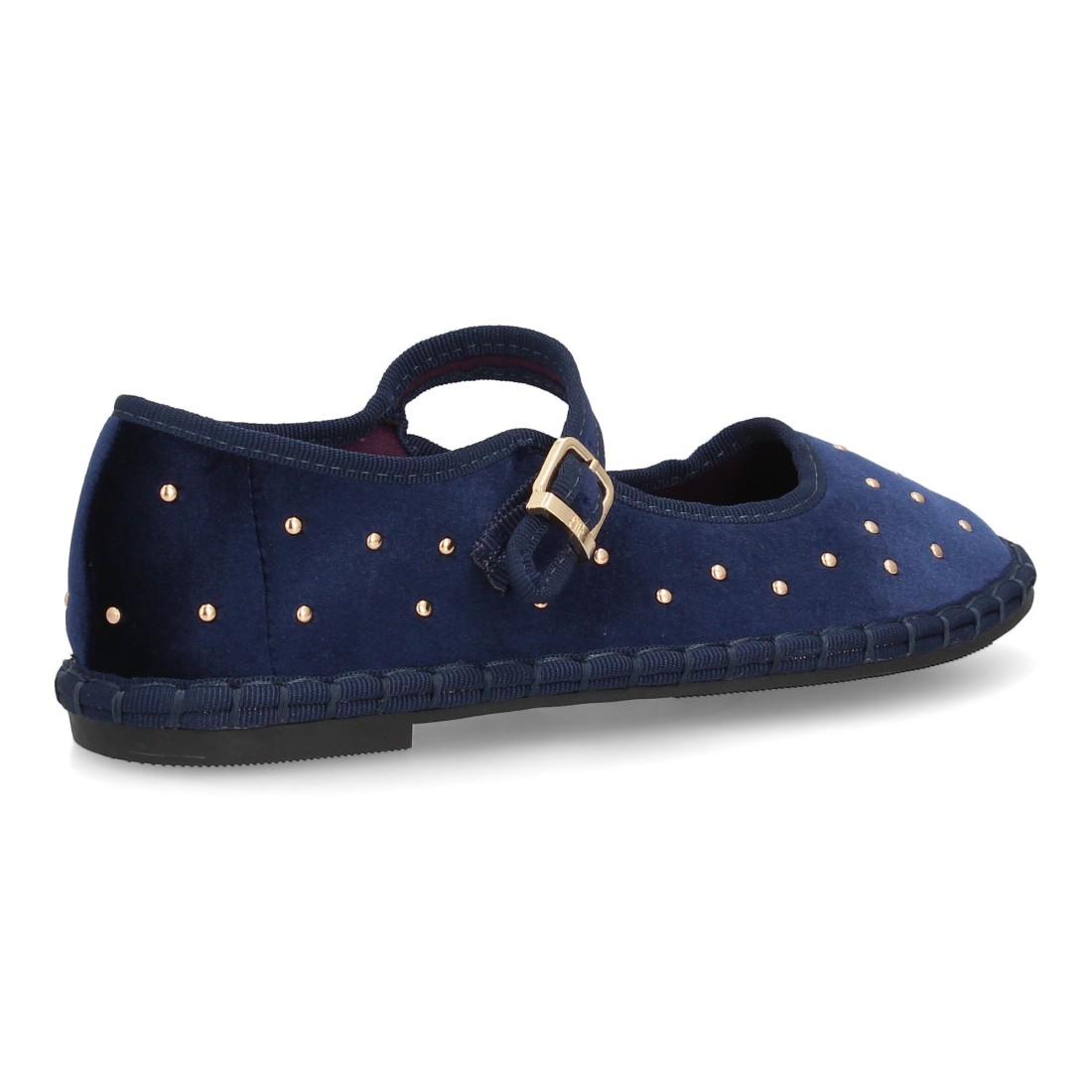 Merceditas Marino Aterciopeladas con Tachuelas y Hebilla 4 Merceditas Marino Aterciopeladas con Tachuelas y Hebilla - Imagen 4