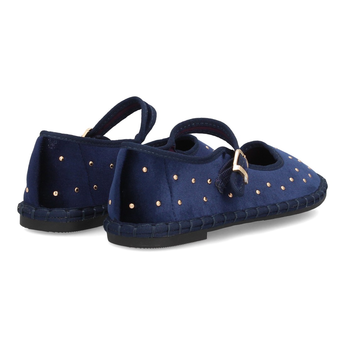 Merceditas Marino Aterciopeladas con Tachuelas y Hebilla 5 Merceditas Marino Aterciopeladas con Tachuelas y Hebilla - Imagen 5