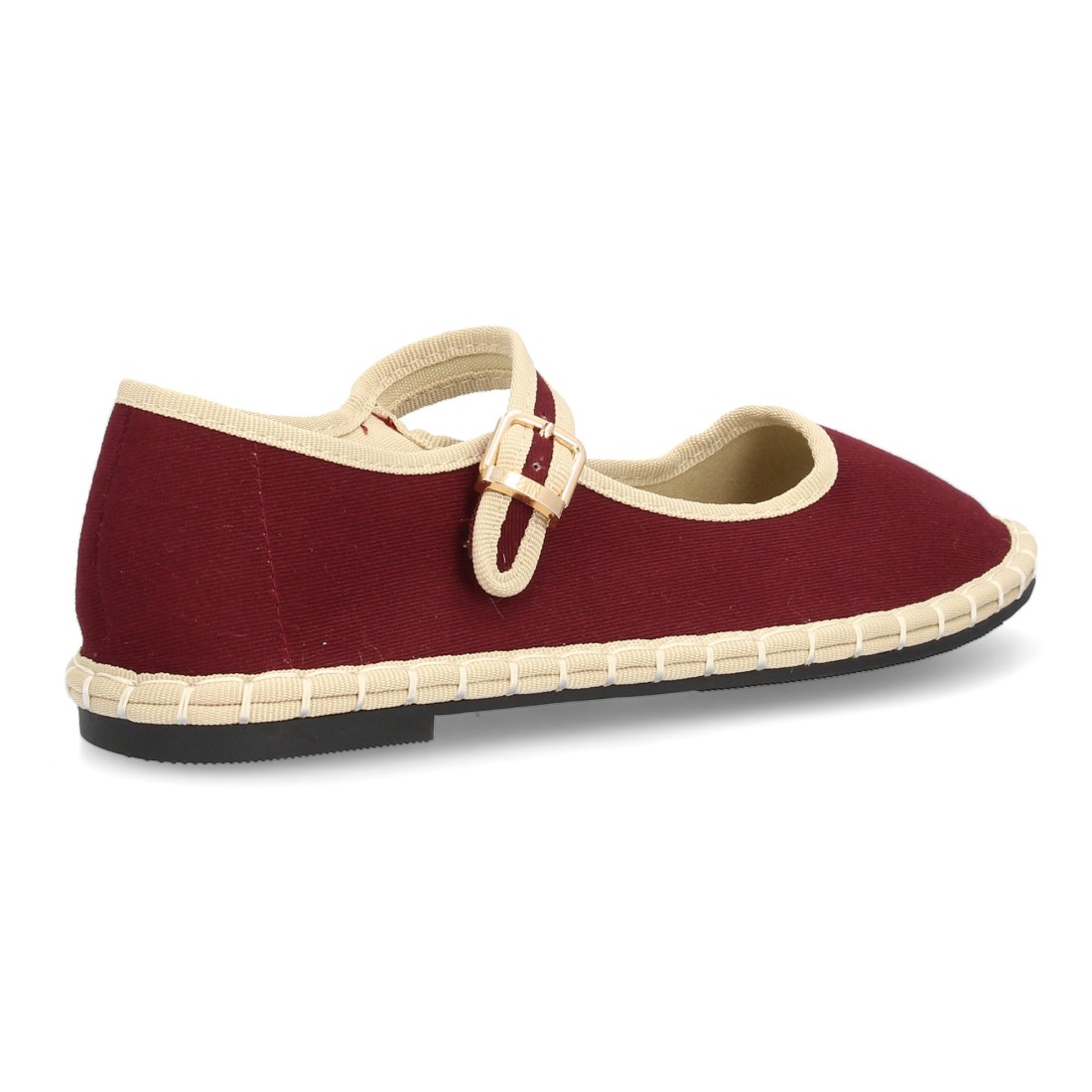 Merceditas Alpargata Burdeos con Hebilla y Ribete Crudo 4 Merceditas Alpargata Burdeos con Hebilla y Ribete Crudo - Imagen 4