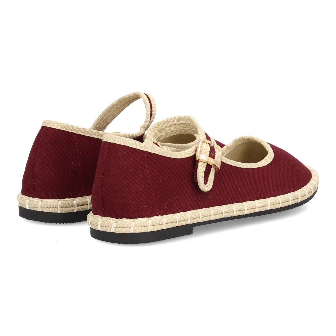 Merceditas Alpargata Burdeos con Hebilla y Ribete Crudo 5 Merceditas Alpargata Burdeos con Hebilla y Ribete Crudo - Imagen 5