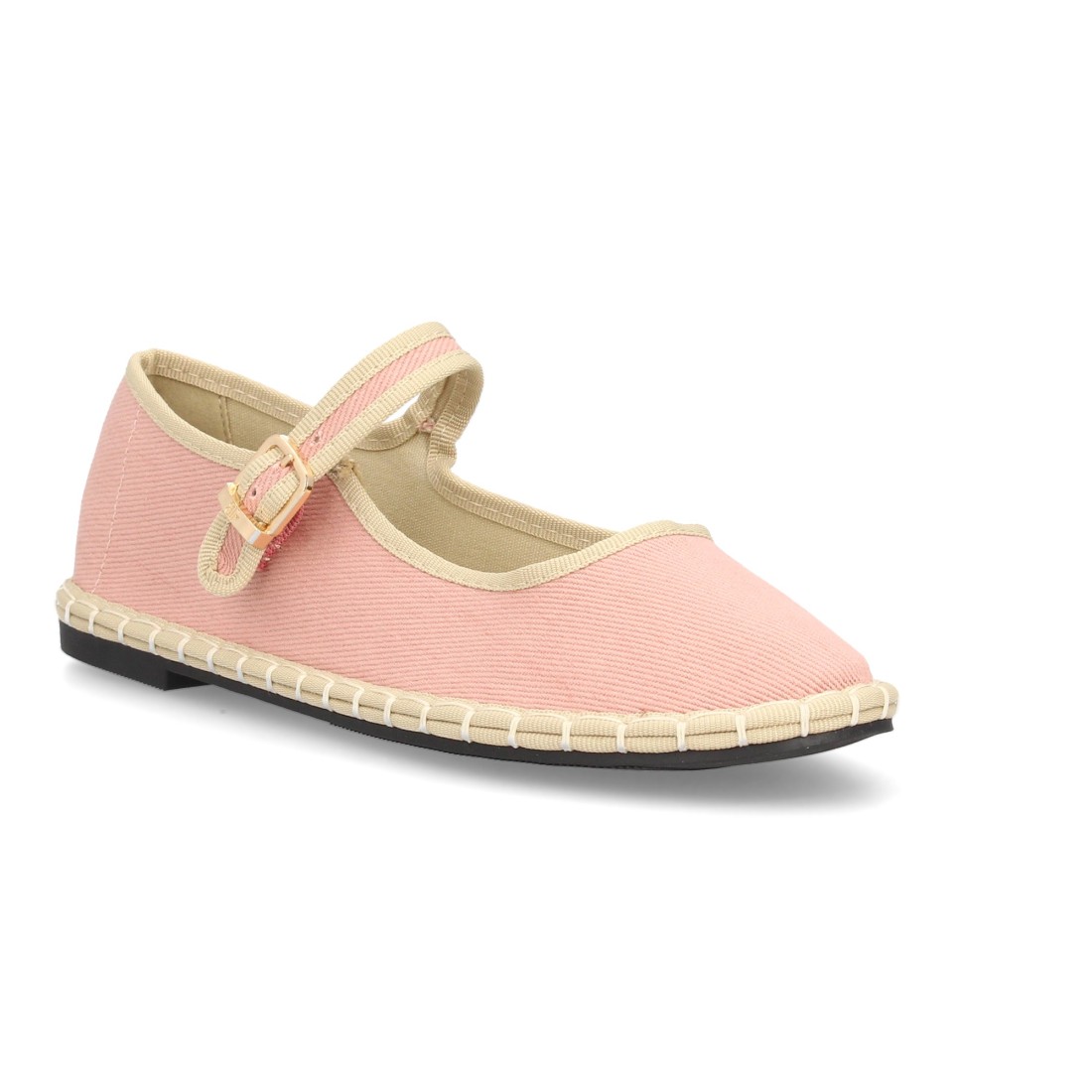 Merceditas Planas Rosa con Ribete Beige 3 Merceditas Planas Rosa con Ribete Beige - Imagen 3