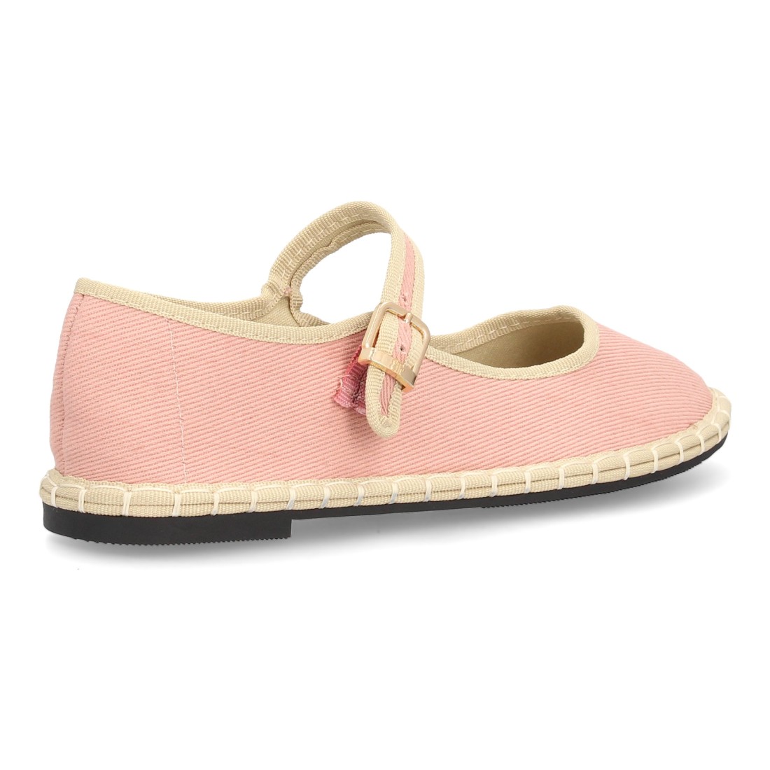 Merceditas Planas Rosa con Ribete Beige 4 Merceditas Planas Rosa con Ribete Beige - Imagen 4
