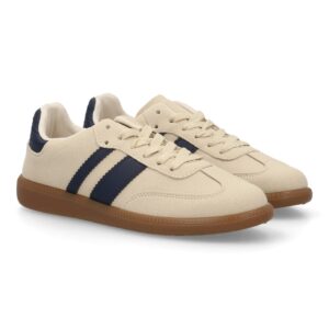 Zapatillas Retro Beige y Marino con Suela Gum