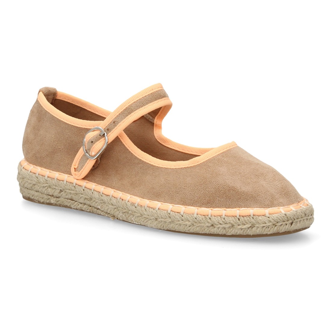 Alpargatas Merceditas Beige con Ribete Melocotón y Suela de Yute 3 Alpargatas Merceditas Beige con Ribete Melocotón y Suela de Yute - Imagen 3
