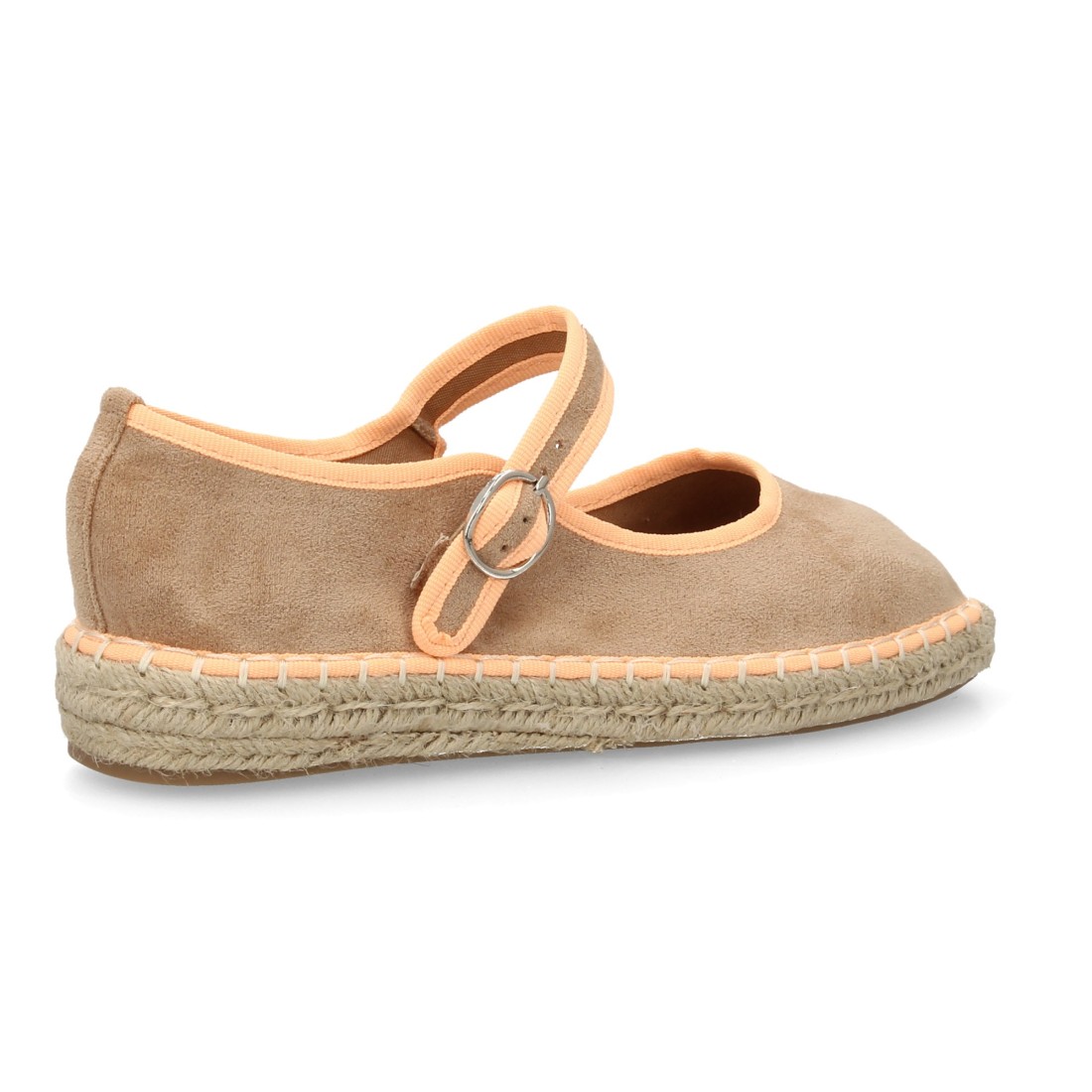 Alpargatas Merceditas Beige con Ribete Melocotón y Suela de Yute 4 Alpargatas Merceditas Beige con Ribete Melocotón y Suela de Yute - Imagen 4