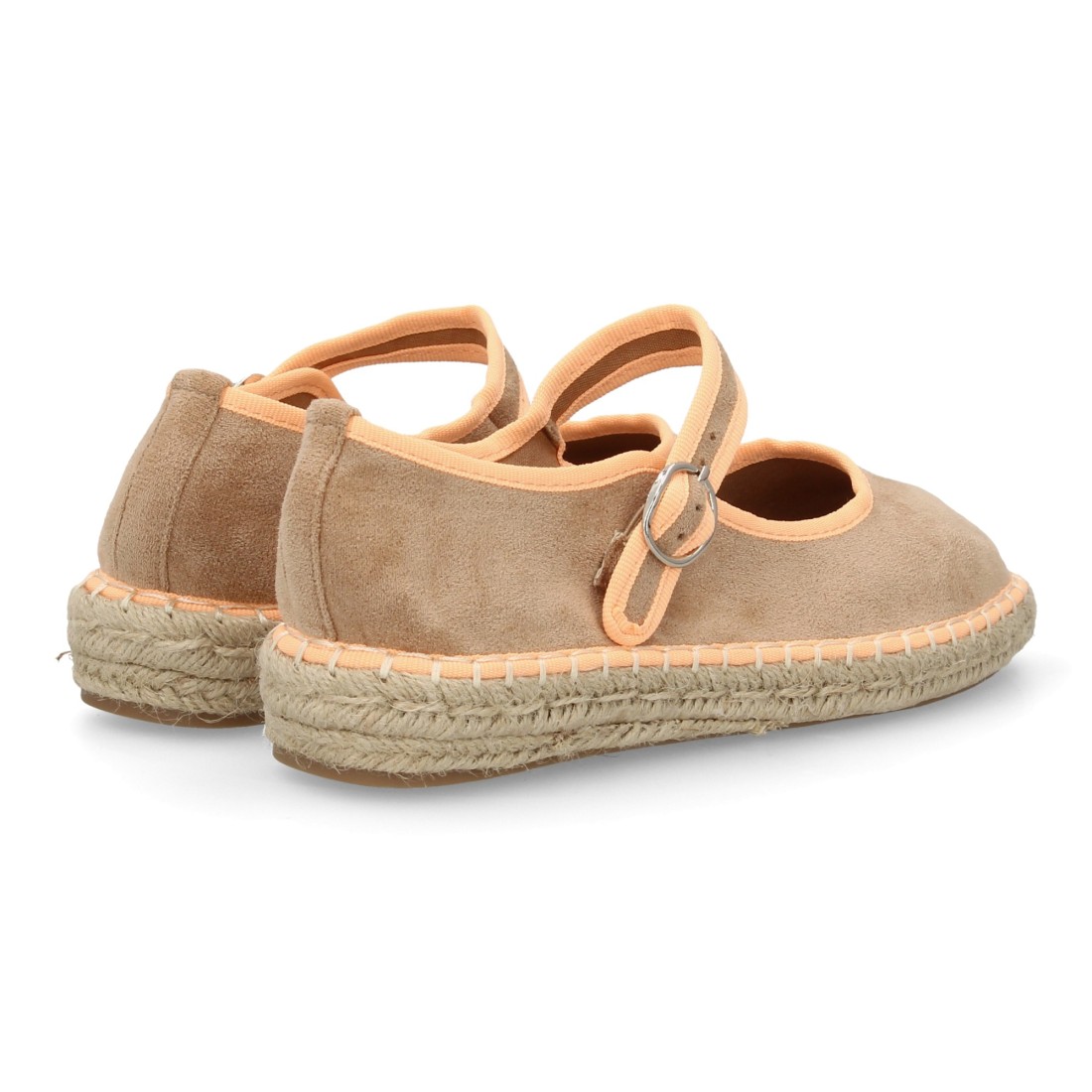Alpargatas Merceditas Beige con Ribete Melocotón y Suela de Yute 5 Alpargatas Merceditas Beige con Ribete Melocotón y Suela de Yute - Imagen 5