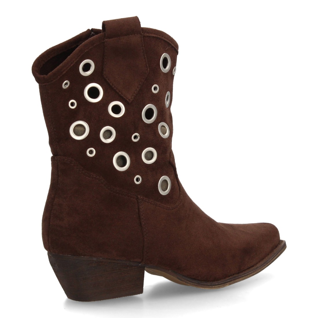 Botines Western Marrón en Serraje con Ojales Metálicos 4 Botines Western Marrón en Serraje con Ojales Metálicos - Imagen 4